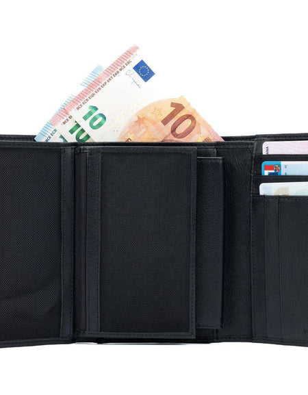 K11433AB | Portafogli Donna in Vera Pelle pieno fiore, con leggera grana. Colore Nero. Dimensioni da chiuso: cm 14 x 10,5 x 2,5. Confezione: Gift Box rigido fondo/coperchio-1