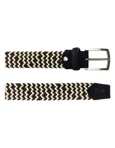 K4004HB | Cintura Intrecciata in Elastico/Pelle. Colore Testa Moro/Corda. Fibbia Nickel Satinato. Dimensioni: cm 120x3,5x0,5 (giro vita cm 105). Confezione: Gift Box rigido fondo/coperchio-1