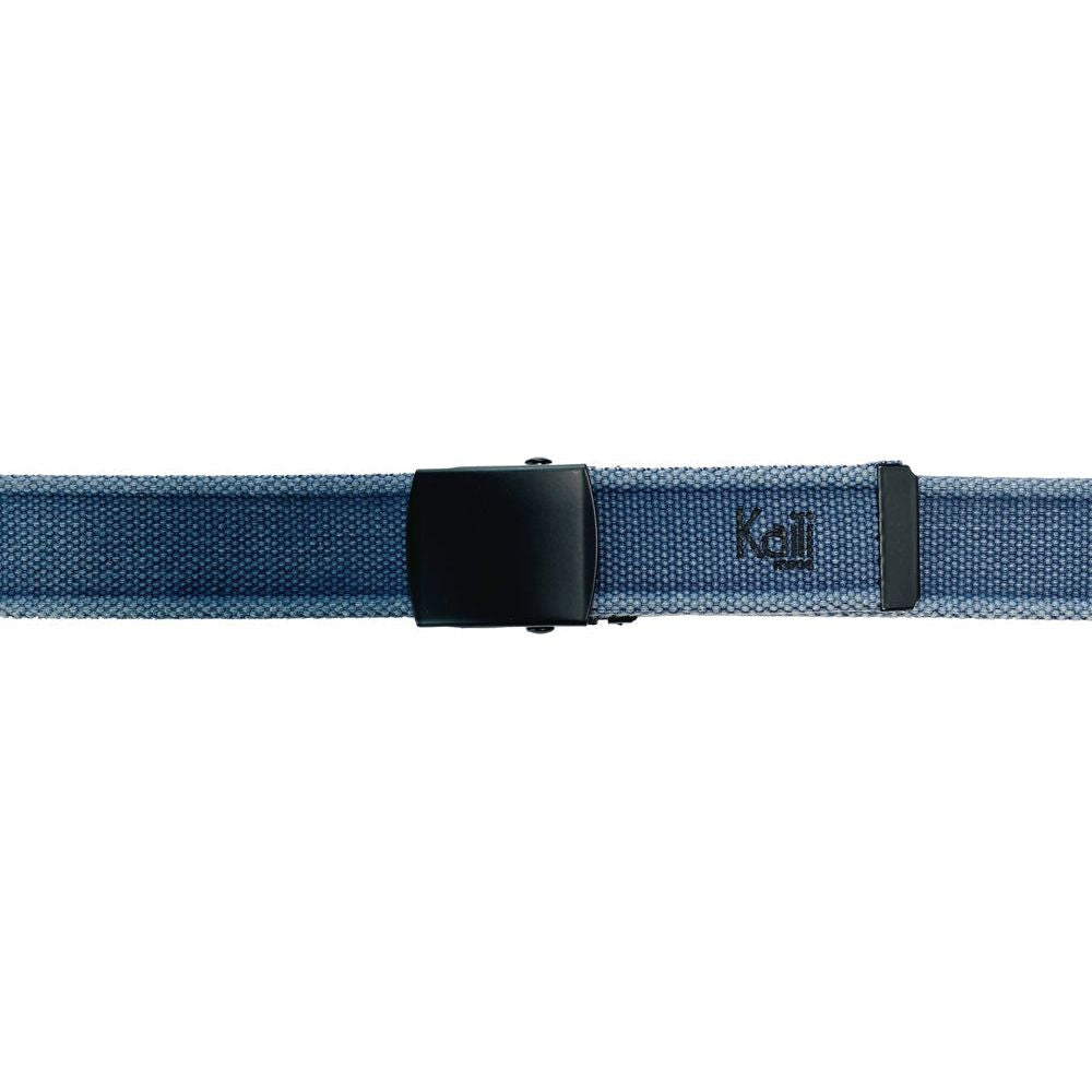 K4010DB | Cintura Nastro Canvas Stone Washed Col. Blu con Fibbia Nero Opaco. Dimensioni: cm 125 x 4 x 0,5 Taglia Unica - Accorciabile. Confezione: Gift Box rigido fondo/coperchio-1