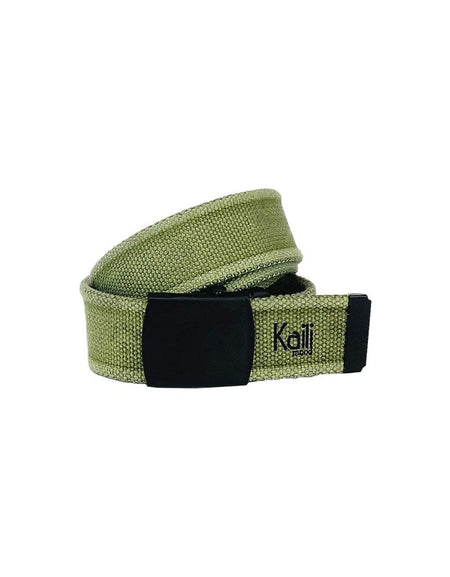 K4010EB | Cintura Nastro Canvas Stone Washed Col. Verde con Fibbia Nero Opaco. Dimensioni: cm 125 x 4 x 0,5 Taglia Unica - Accorciabile. Confezione: Gift Box rigido fondo/coperchio-0