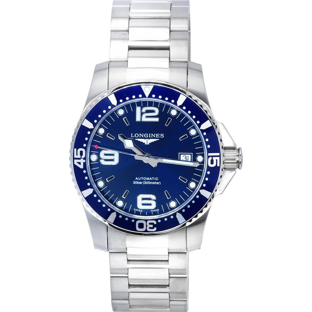 Longines HydroConquest Sunray Blue Automatic Diver's Watch L3.742.4.96.6 - Men's Stainless Steel 300M Water Resistant Timepiece