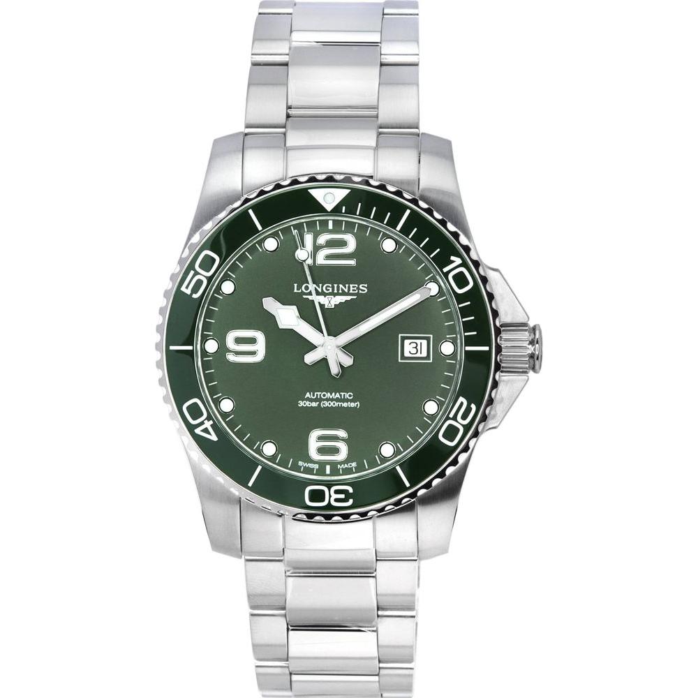 Longines HydroConquest Men's Automatic Diver's Watch L3.781.4.06.6 - Matt Green Dial with Super-LumiNova
