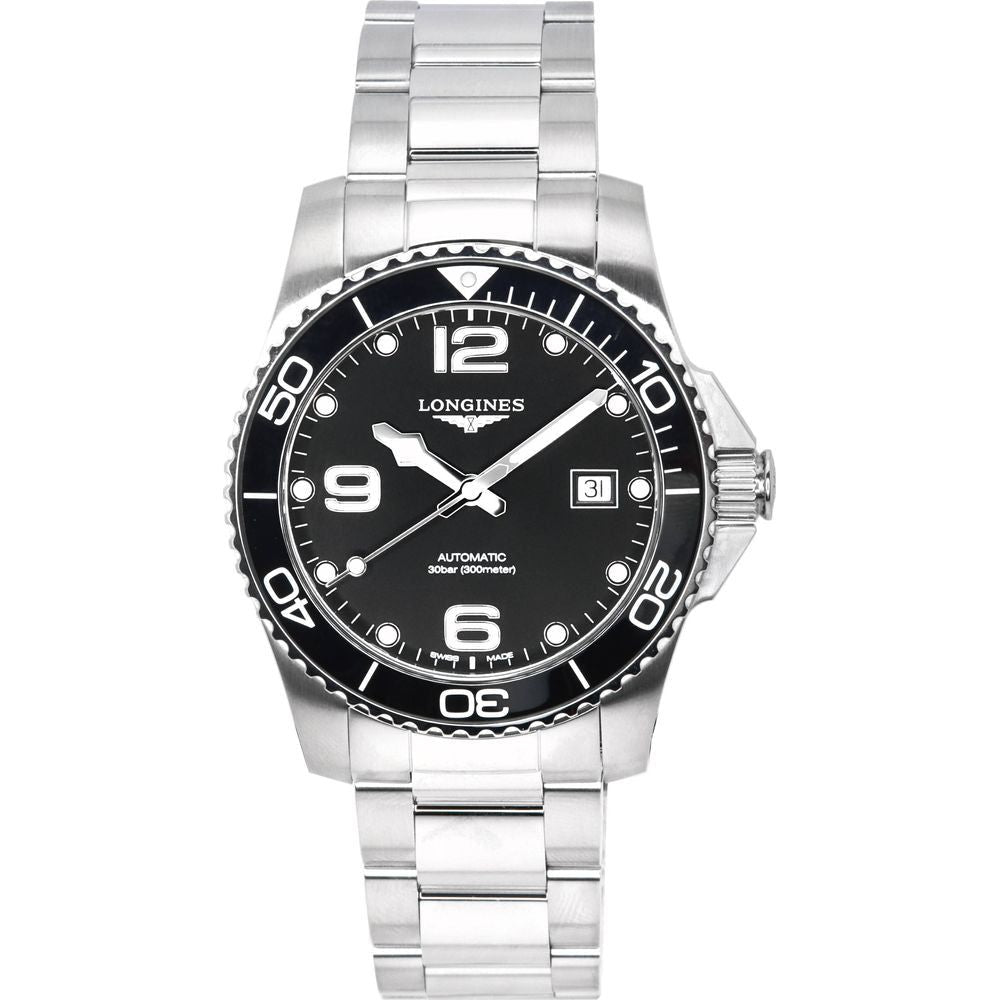 Longines HydroConquest Sunray Black Automatic Diver's Watch L3.781.4.56.6 Men's Stainless Steel 300M