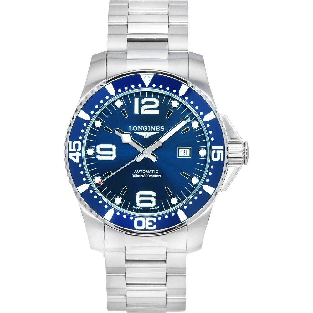 Longines HydroConquest Sunray Blue Stainless Steel Automatic Diver's Watch L3.841.4.96.6 - Men's 300M Waterproof Timepiece