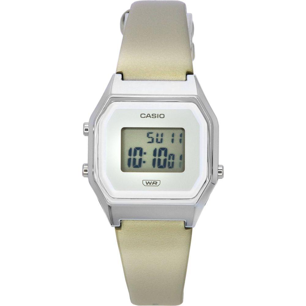 Casio Vintage Digital Women's Watch VDW-1001 - Grey Dial, Leather Strap