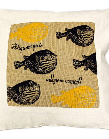 CUSCINI LETTERARI - Copricuscino in Juta lavata / Cotton pillow case  e Juta lavata ALIQUAM QUIS ADIPEM COMEDI - Size 40x40cm-0