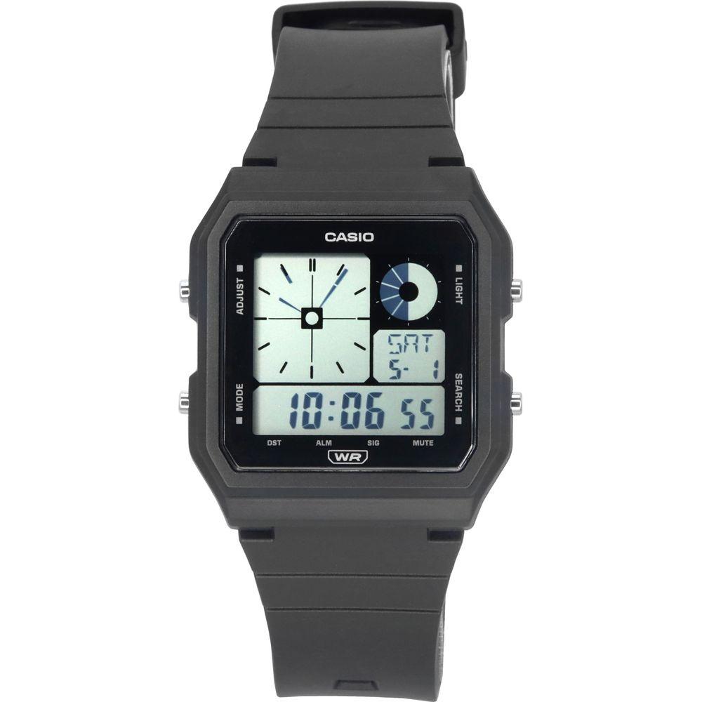 RDW-1001 Retro Digital World Time Unisex Watch with Resin Strap - Black