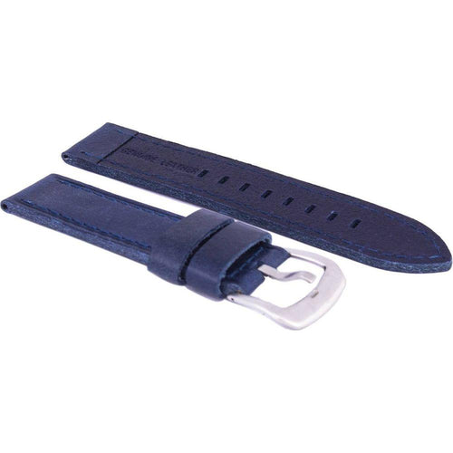 Load image into Gallery viewer, Blue Ratio Brand Genuine Leather Watch Strap Replacement - 22mm Unisex Navy Blue Band
