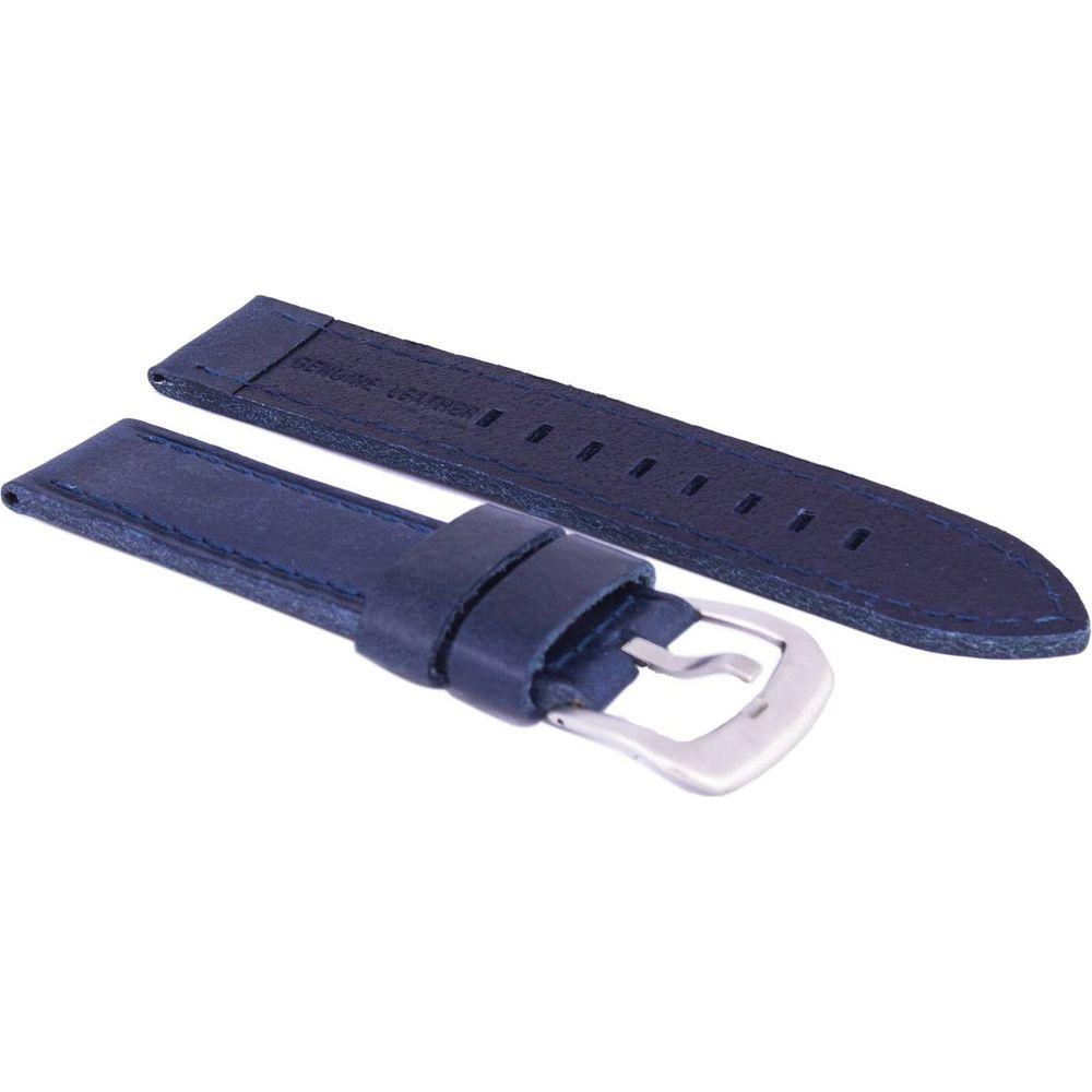 Blue Ratio Brand Genuine Leather Watch Strap Replacement - 22mm Unisex Navy Blue Band