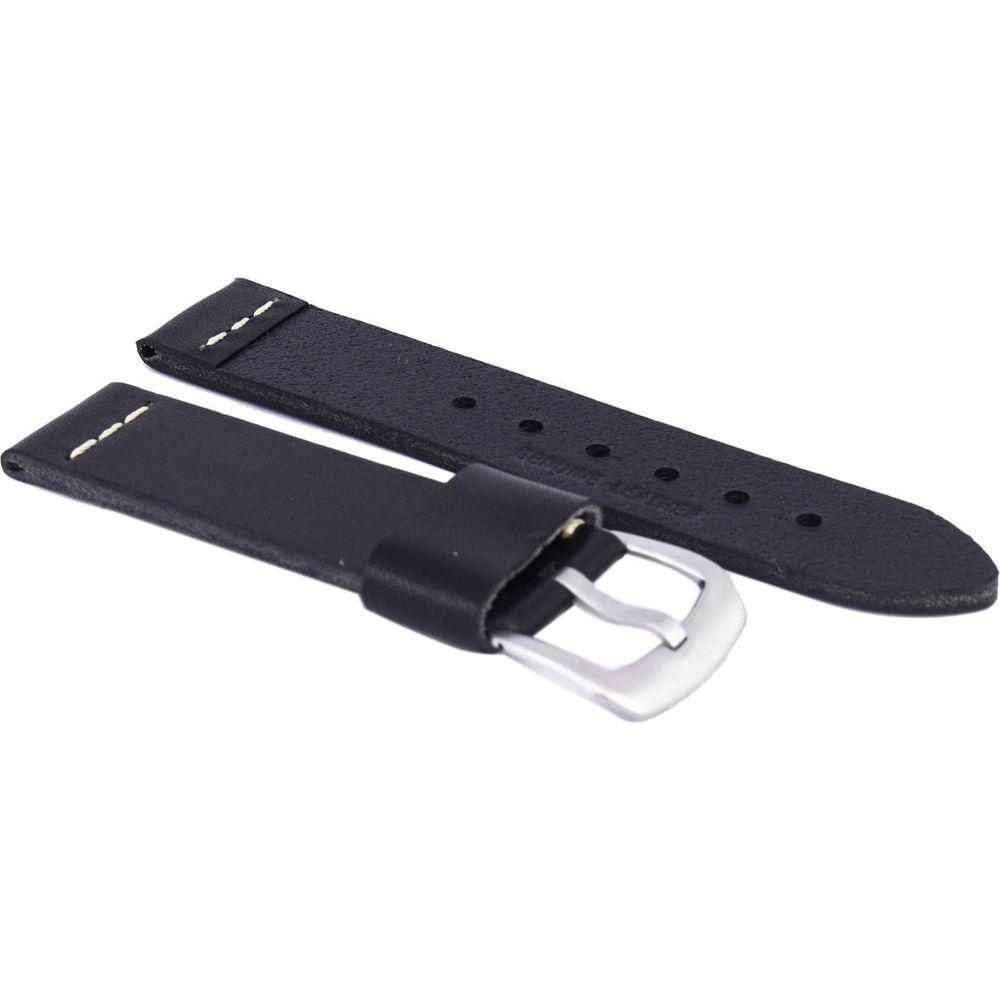 Black Ratio Brand Genuine Leather Watch Strap 22mm - Classic and Versatile Accessory for Men and Women