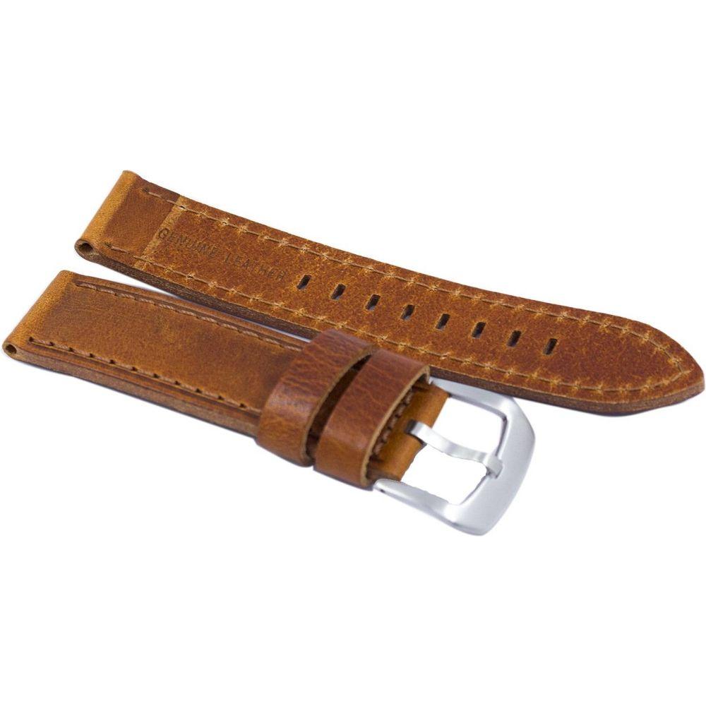 Elevate Your Timepiece with the Exquisite Ratio Brand Genuine Leather Watch Strap 22mm - Brown (Unisex)