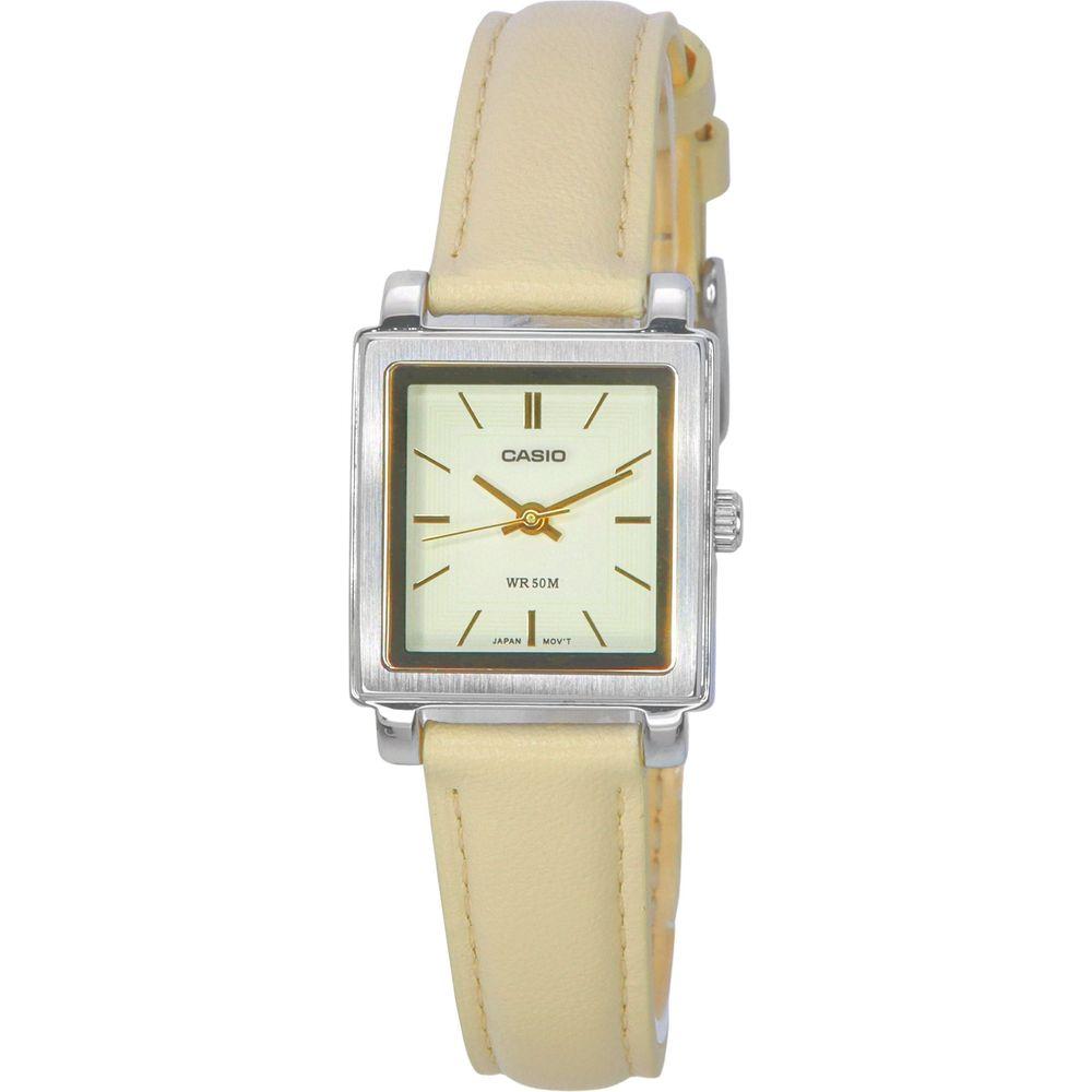 LuxeTime Women's Beige Dial Leather Strap Replacement - Elegant Beige Watch Band for Women
