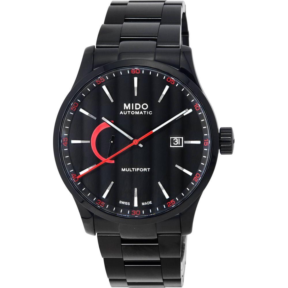 Mido Multifort Power Reserve Black Dial Automatic Watch M038.424.33.051.00 - Men's 100M Stainless Steel Bracelet