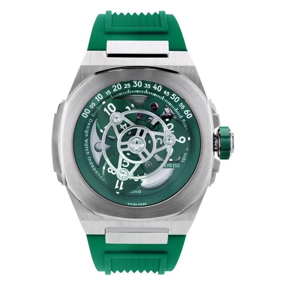 DWISS M3W-10AE Wandering Hours Automatic Diver's Watch for Men - Green Skeleton Dial