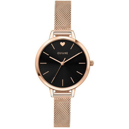Load image into Gallery viewer, Oui &amp; Me Petite Amourette Black Dial Rose Gold Tone Stainless Steel Quartz ME010002 Women&#39;s Watch
