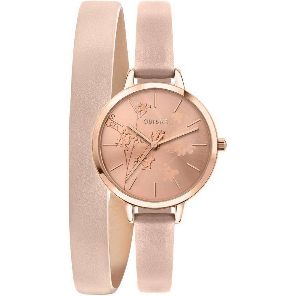 Oui & Me Petite Amourette Women's Rose Gold Sunray Dial Leather Strap Watch Replacement in Pink - Feminine and Elegant