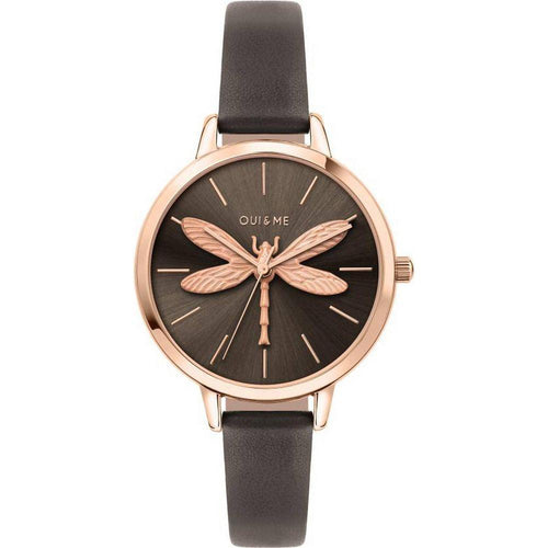 Load image into Gallery viewer, Oui &amp; Me Amourette Women&#39;s Grey Sunray Dial Leather Strap Replacement in Rose Gold
