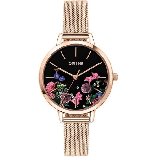Load image into Gallery viewer, Oui &amp; Me Fleurette Black Dial Rose Gold Tone Stainless Steel Quartz ME010075 Women&#39;s Watch
