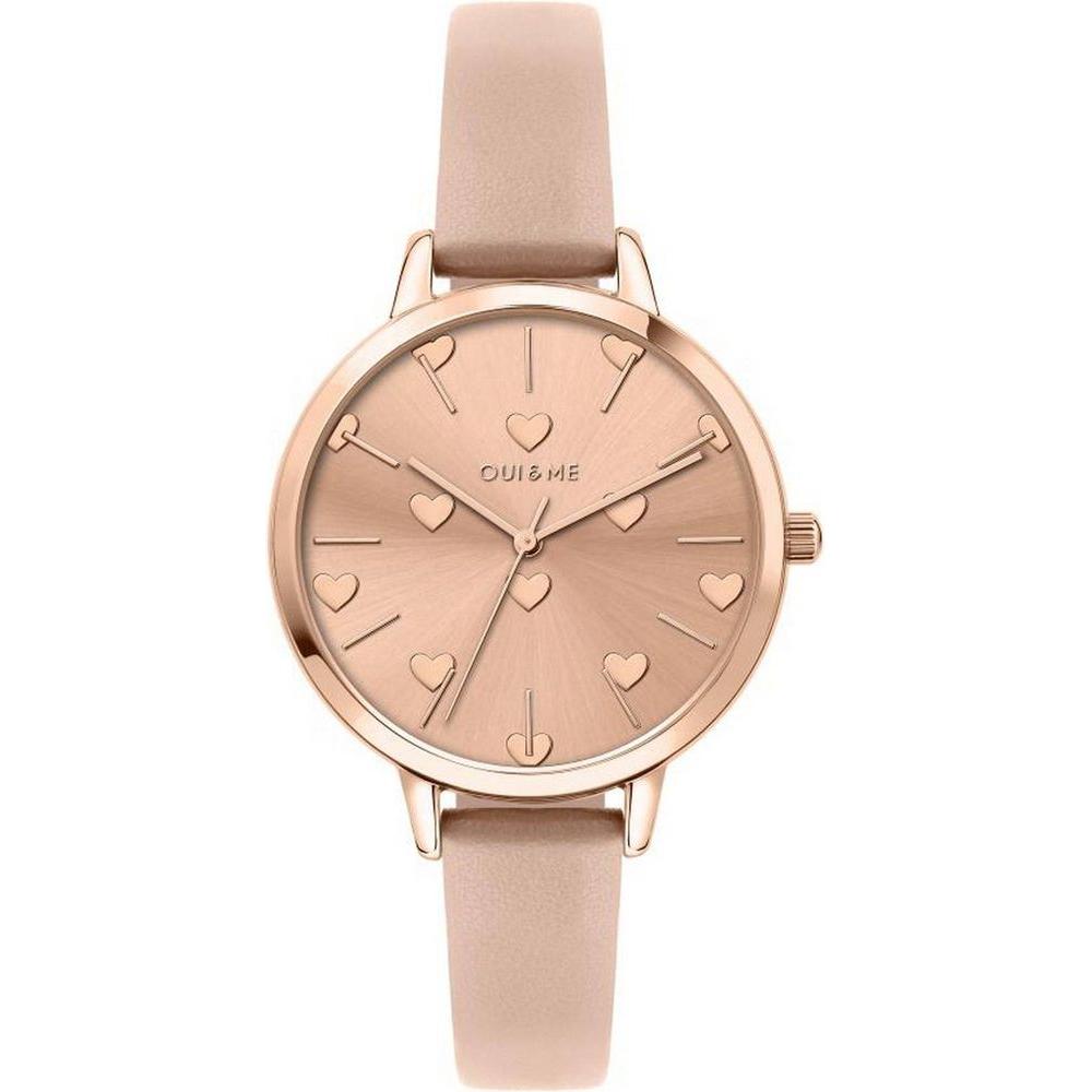 Oui & Me Petite Amourette Rose Gold Sunray Dial Leather Strap Replacement for Women's Watches