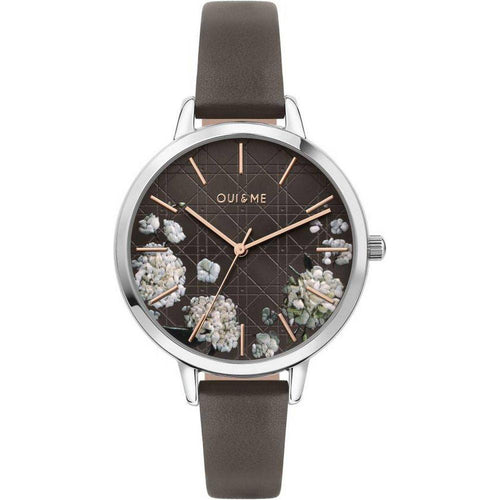 Load image into Gallery viewer, Oui &amp; Me Grande Fleurette Dark Grey Leather Replacement Watch Strap for Women
