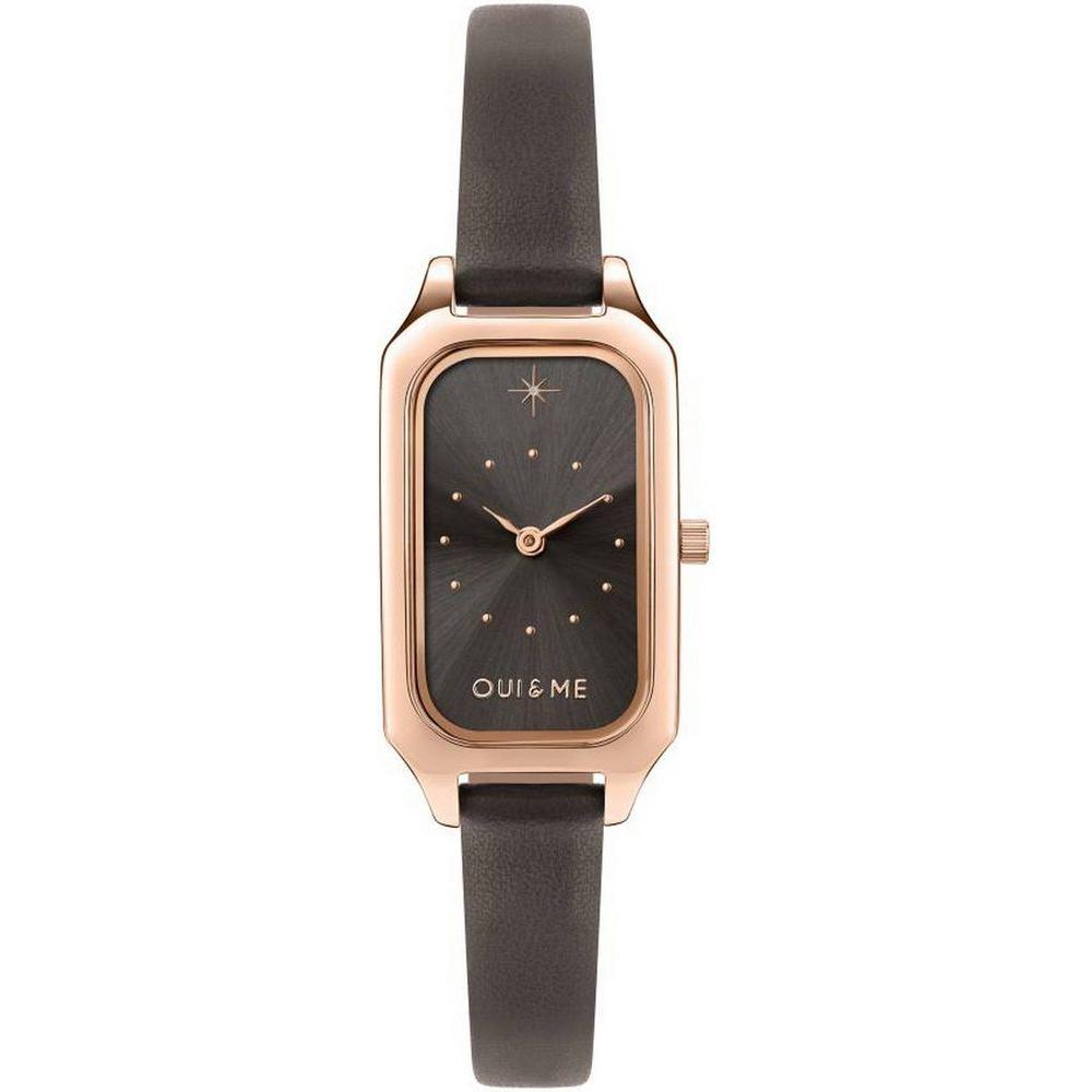 Oui & Me Finette Rose ME010116 Women's Watch | Dark Grey Leather Strap, Rose Gold Stainless Steel, Quartz