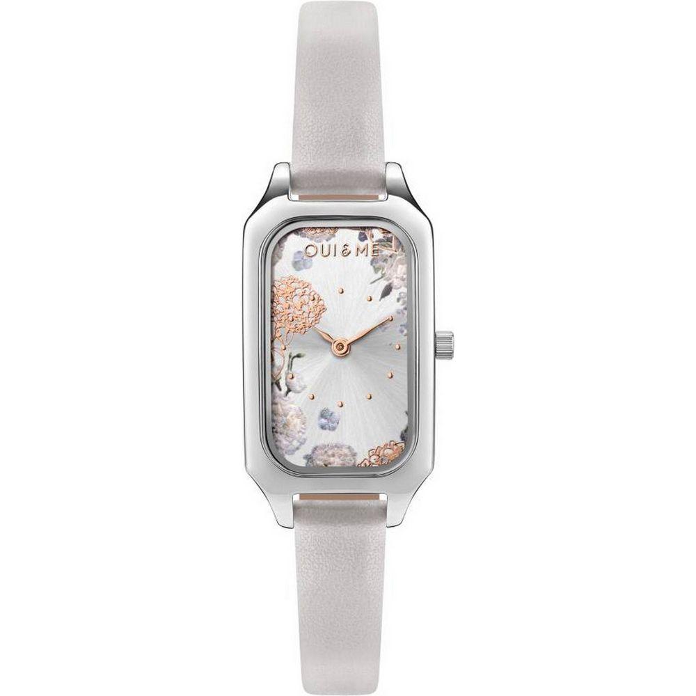 Introducing the Oui & Me Finette Silver Sunray Dial Leather Strap Replacement in Elegant Quartz ME010121 Women's Watch - A Timeless Accessory for Ladies with Style and Sophistication.