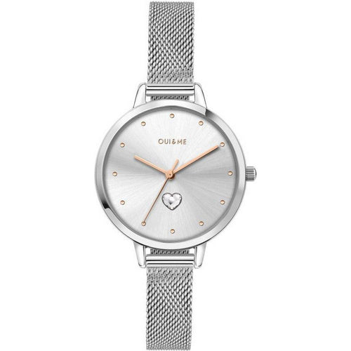 Load image into Gallery viewer, Oui &amp; Me Petite Amourette ME010140 Women&#39;s Silver Sunray Dial Stainless Steel Mesh Quartz Watch
