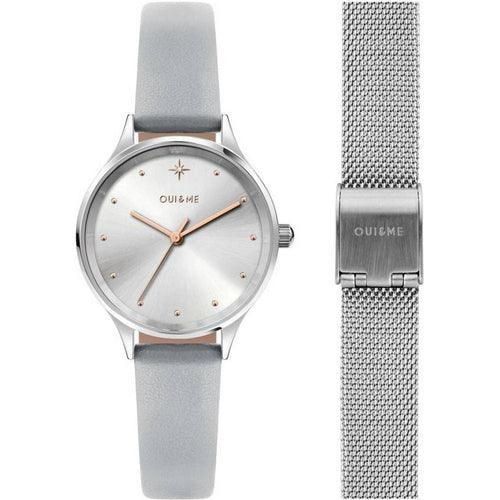 Load image into Gallery viewer, Oui &amp; Me Bichette Women&#39;s Silver Dial Leather Strap Quartz Watch ME010168 - Elegant Rose Gold Tone Case, Slim Design, Water Resistant up to 50m
