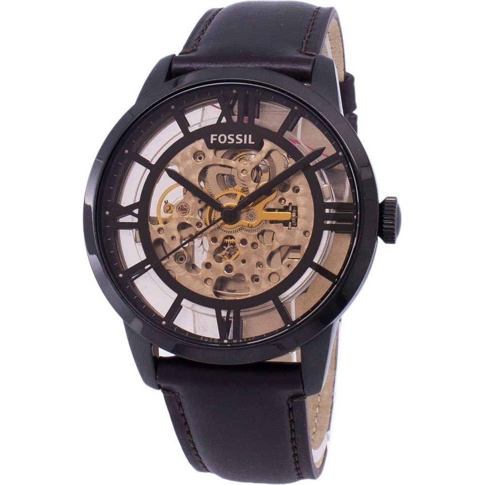 Fossil Townsman ME3098 Men's Automatic Skeleton Dial Black IP Stainless Steel Watch