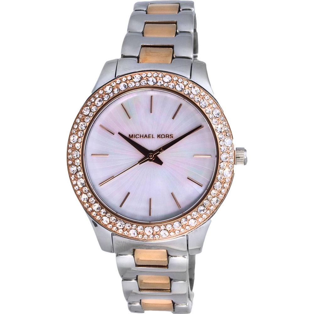 Michael Kors Liliane MK1048 Two Tone Crystal Accents Women's Watch Gift Set
