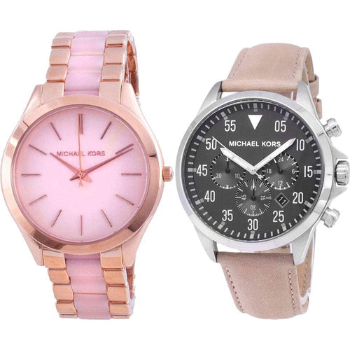 Load image into Gallery viewer, Michael Kors Analog Quartz Men&#39;s and Women&#39;s Watch Combo Set - MK8616 - MK4467 in Rose Gold Stainless Steel
