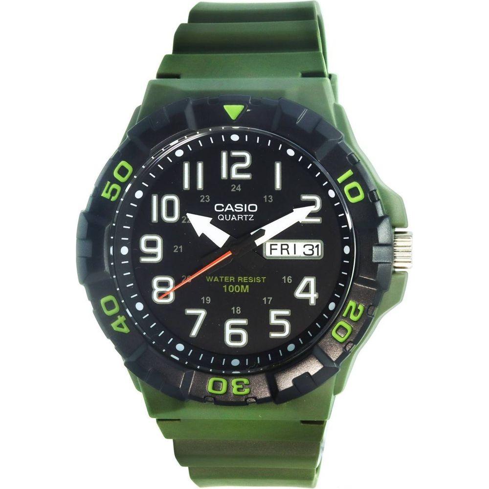 Casio MRW-210H-3A Men's Analog Army Green Resin Band Quartz Watch