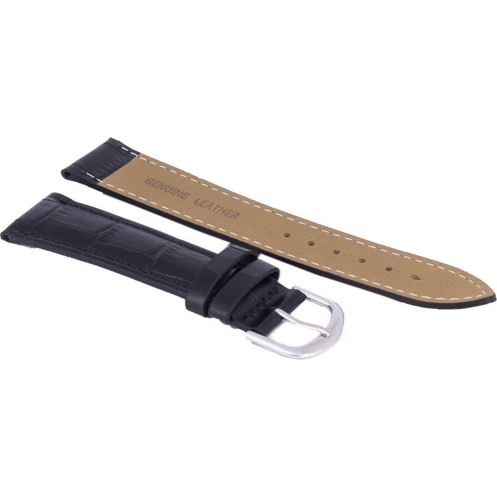 Sophisticated Black Genuine Leather Watch Strap Replacement - Versatile Accessory for Men and Women