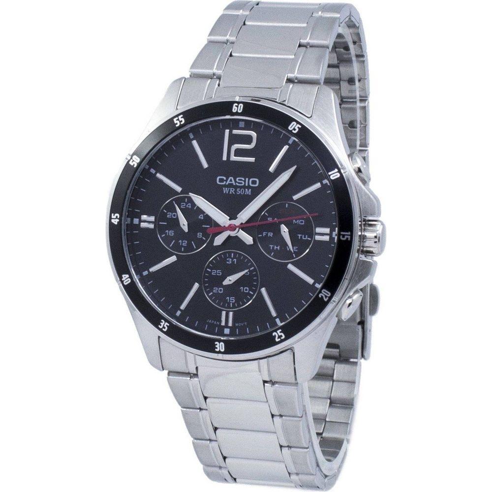 Casio Enticer Men's Stainless Steel Analog Quartz Watch - Model MTL-S100H-1AV, Black