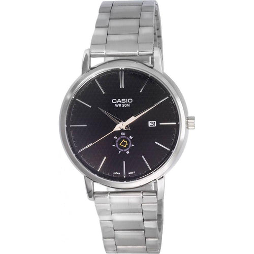Load image into Gallery viewer, Formal Men&#39;s Stainless Steel Watch with Day and Date Display - Model SS-5001, Black Dial
