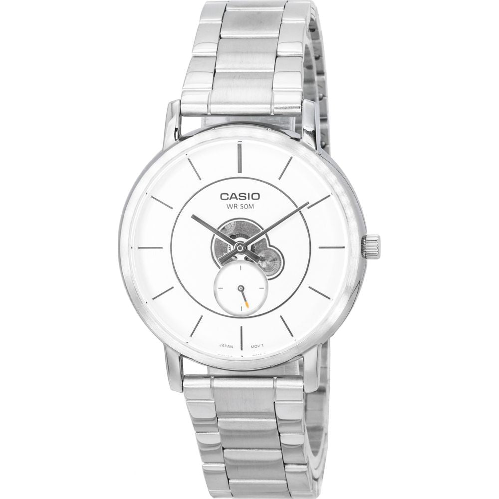 Formal Tone:
Introducing the Classic Timepieces Men's Stainless Steel Silver Dial Analog Watch with Quartz Movement - Model 4328, Silver