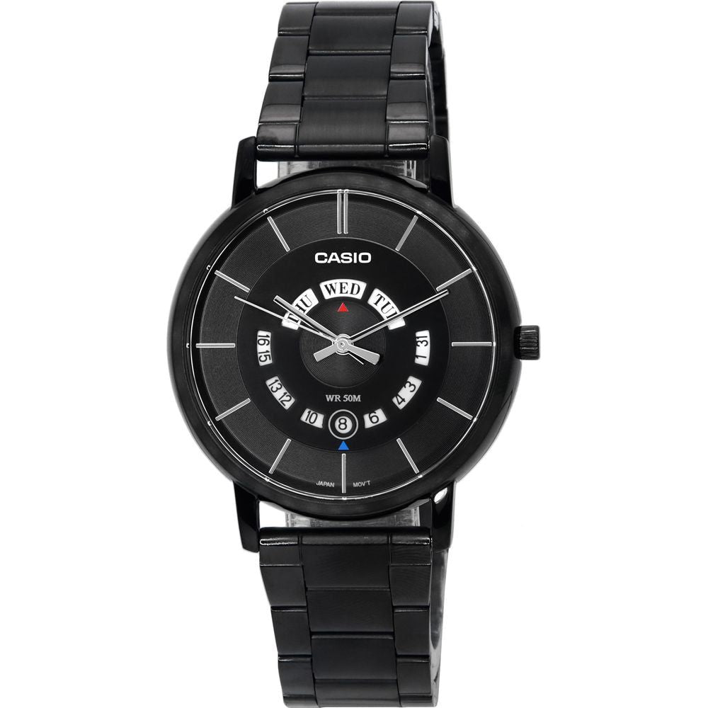 Casio Men's Stainless Steel Black Dial Analog Watch with Day and Date Display - Model A5703B
