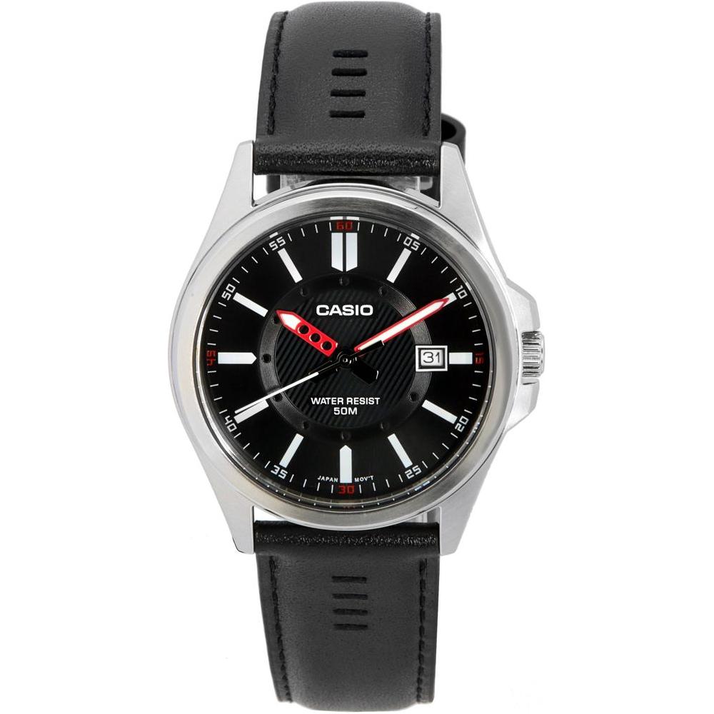 Casio Classic Black Leather Men's Watch - Model 2784, Sleek Stainless Steel Case, Timeless Elegance