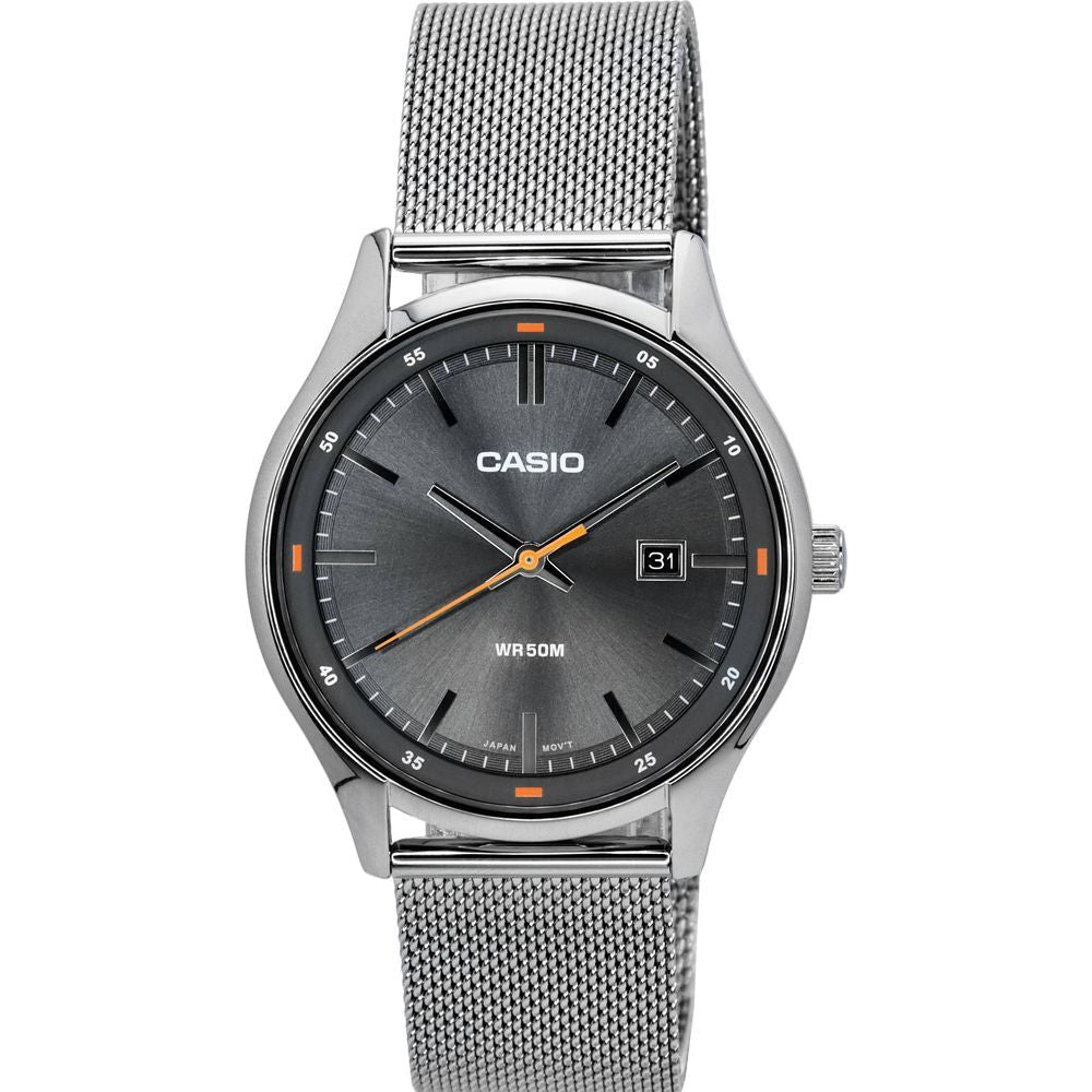 Formal Men's Stainless Steel Watch with Quartz Movement - Model SS-101, Grey Dial