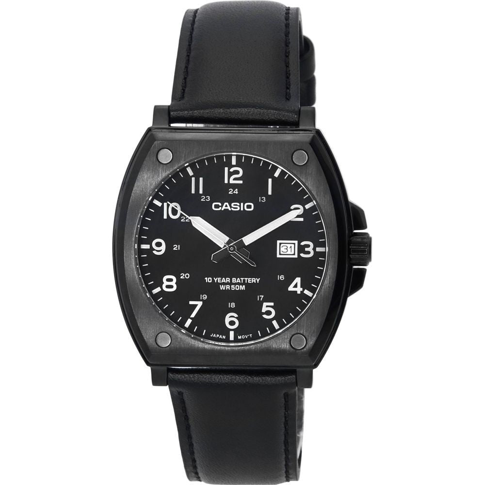 Casio Enticer Classic ETC-2001B Men's Black Dial Leather Strap Watch