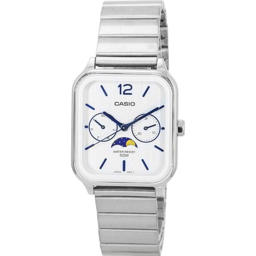 Load image into Gallery viewer, Casio Standard Men&#39;s Silver Dial Moon Phase Quartz Watch MTP-M305D-7A, Stainless Steel
