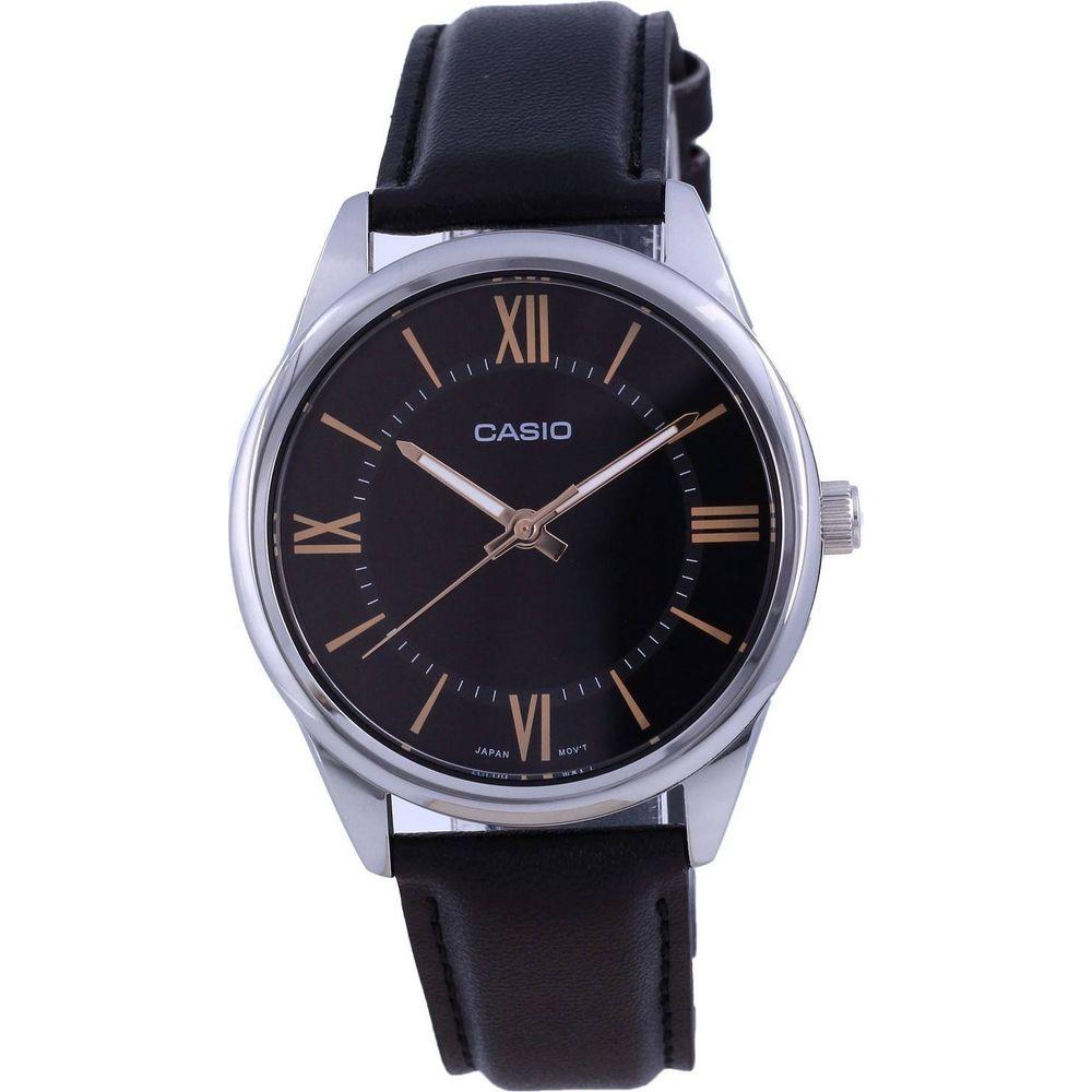 Formal Watch Co. Men's Classic Black Leather Strap Watch, Model No. 123456, Black