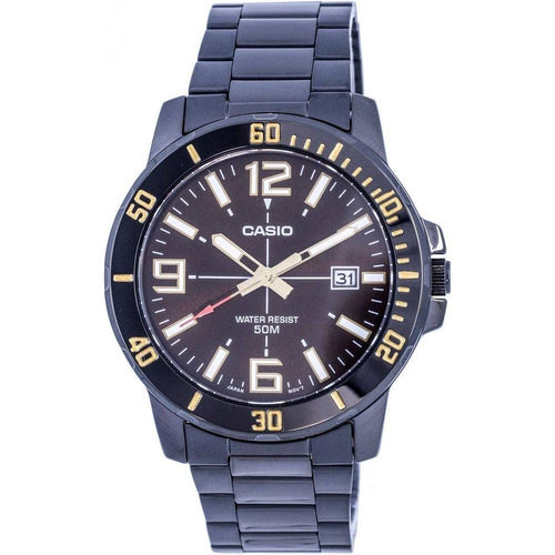 Load image into Gallery viewer, Casio Enticer Men&#39;s Stainless Steel Watch, Black Dial, Model ETS-5058, Water-Resistant 50m
