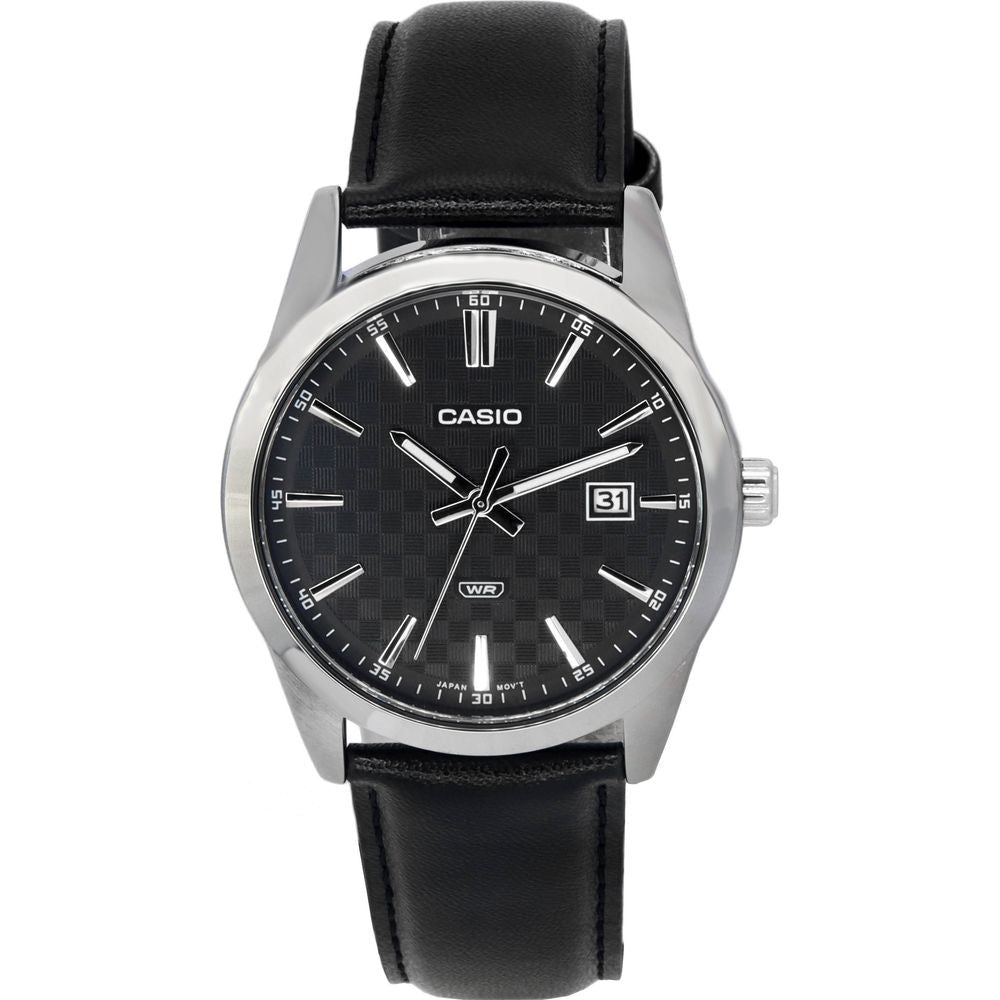 Elegant Timepieces: Formal Men's Black Dial Leather Strap Watch Band - Classic Black for Men