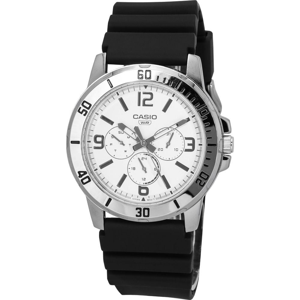 RSW-2021 Men's Classic White Dial Quartz Watch with Resin Strap in Sleek Silver - Elegant Timepiece with Interchangeable Resin Strap in Sophisticated Silver