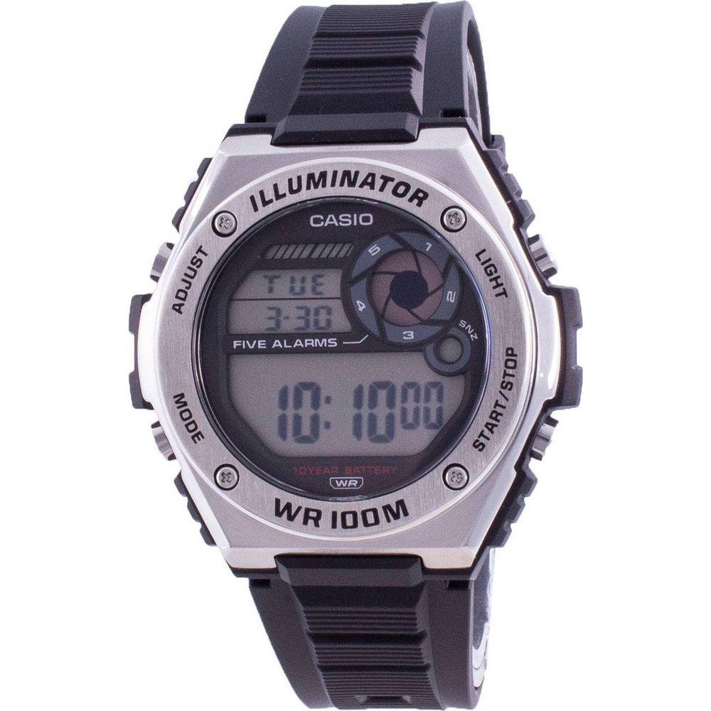 Casio TimeMaster Dual Time Digital Watch - Men's, Stainless Steel, Model: TM-200, Black