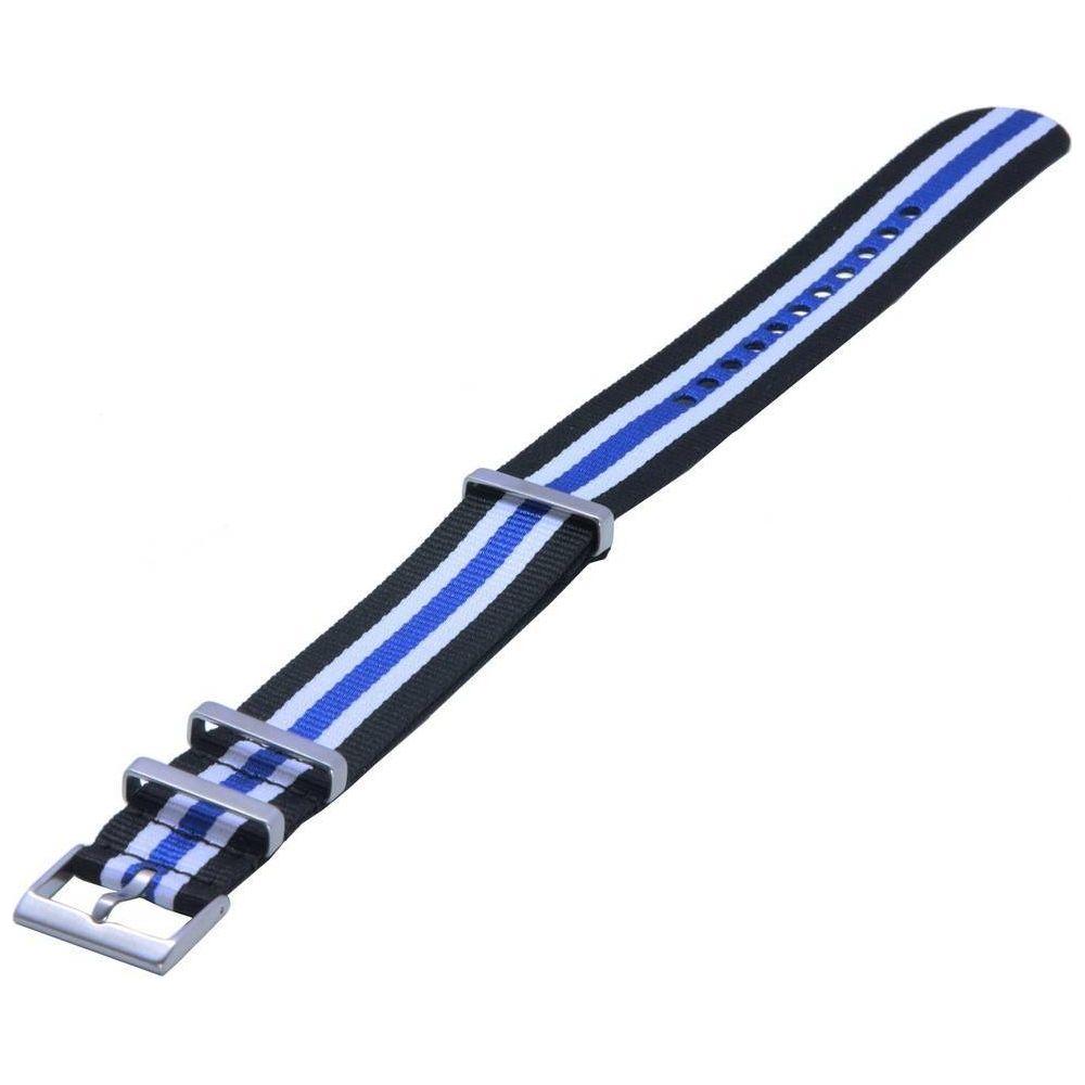 Premium Black and Blue Nylon Watch Strap Replacement for Men and Women