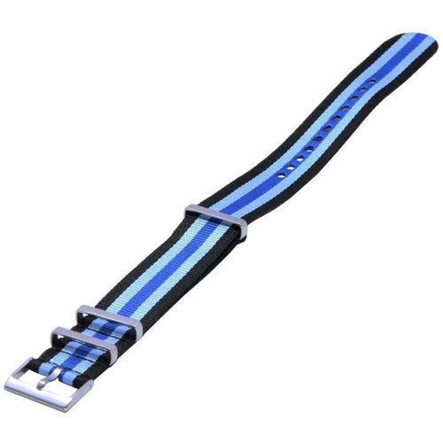 Load image into Gallery viewer, Elevate Your Timepiece Game with the Sleek Black and Blue Nylon Watch Strap Replacement for Men
