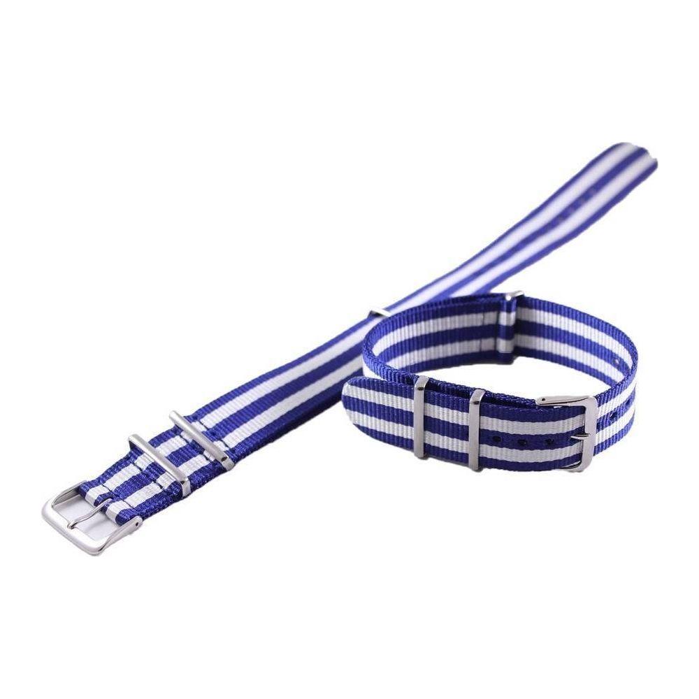 Navy Blue and White Nato Watch Strap 22mm - Unisex Watch Strap Replacement