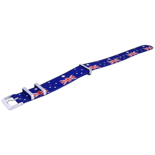 Load image into Gallery viewer, Introducing the &quot;Australia National Flag Pattern Polyester 22mm Watch Strap for Men - Red/White/Blue&quot; - A Distinguished Replacement Watch Strap for Style-Conscious Gentlemen.
